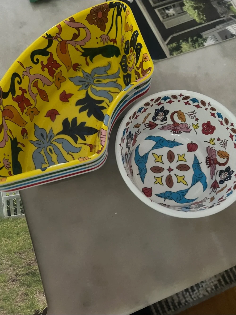 Colorful Floral plastic Chip and Dip Serving Set